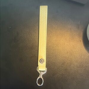 Thirty-One Butter Leather Wristlet Strap with Silver Hardware